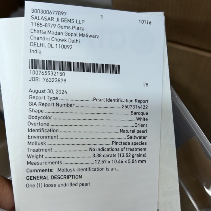 Natural Basra Pearl 3.38 Ct (3.71 Ratti) - Image 2