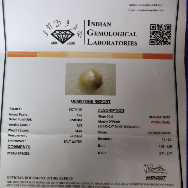 Natural Keshi Pearl 7.25 ct (7.90 ratti) - Image 3